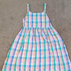 Wonder Nation/Pastel Plaid Dress/Girls L 10-12/Multi Sleeveless Embroidered**